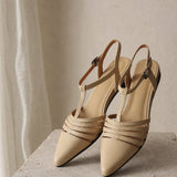 Tusancy Italian Leather Traveler Low Heel — Beige, studio product shot