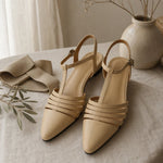 Tusancy Italian Leather Traveler Low Heel — Beige, studio product shot
