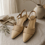 Tusancy Italian Leather Traveler Low Heel — Beige, studio product shot