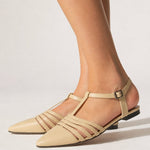 Tusancy Italian Leather Traveler Low Heel — Beige, studio product shot