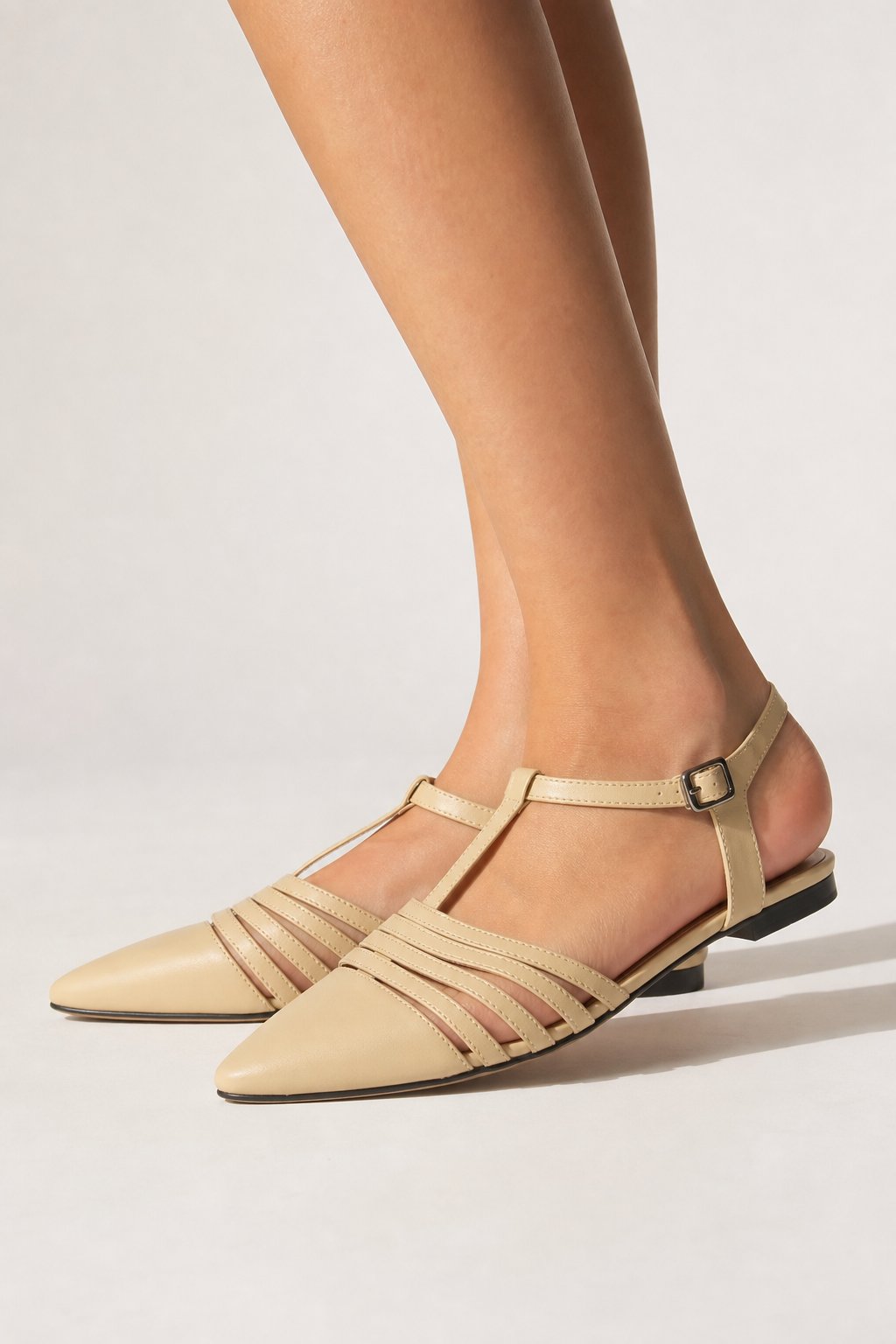 Tusancy Italian Leather Traveler Low Heel — Beige, studio product shot