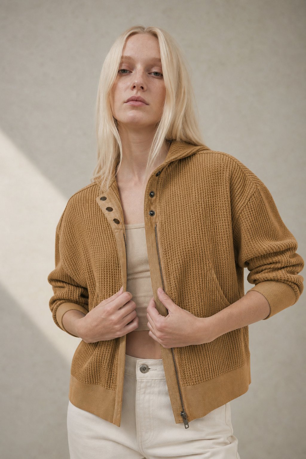 Uptown Waffle Hoodie — Sand, banana_republic product shot