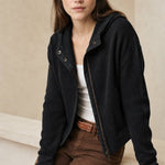 Uptown Waffle Hoodie — Black, banana_republic product shot