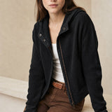 Uptown Waffle Hoodie — Black, banana_republic product shot