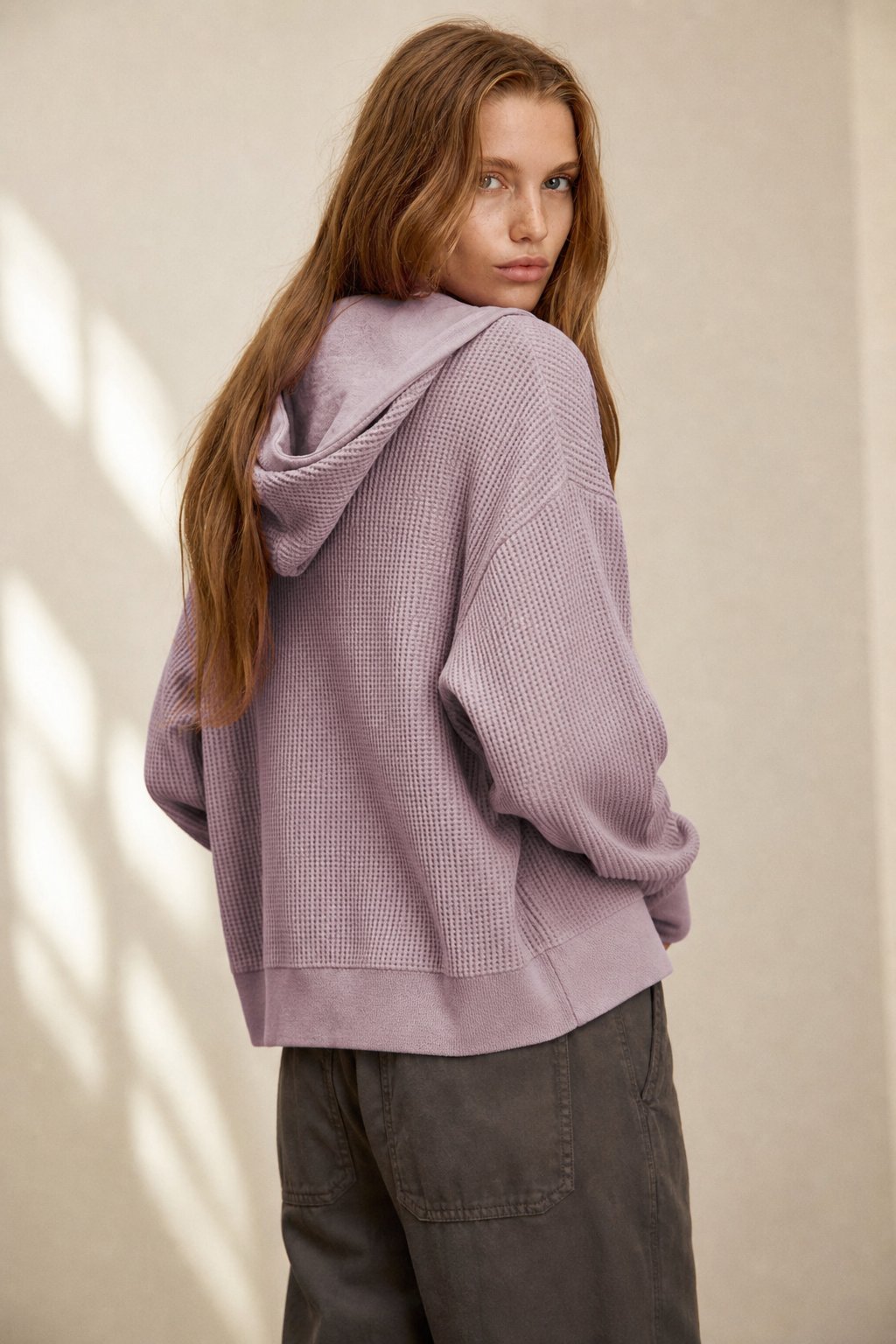 Uptown Waffle Hoodie — Lavender, banana_republic product shot