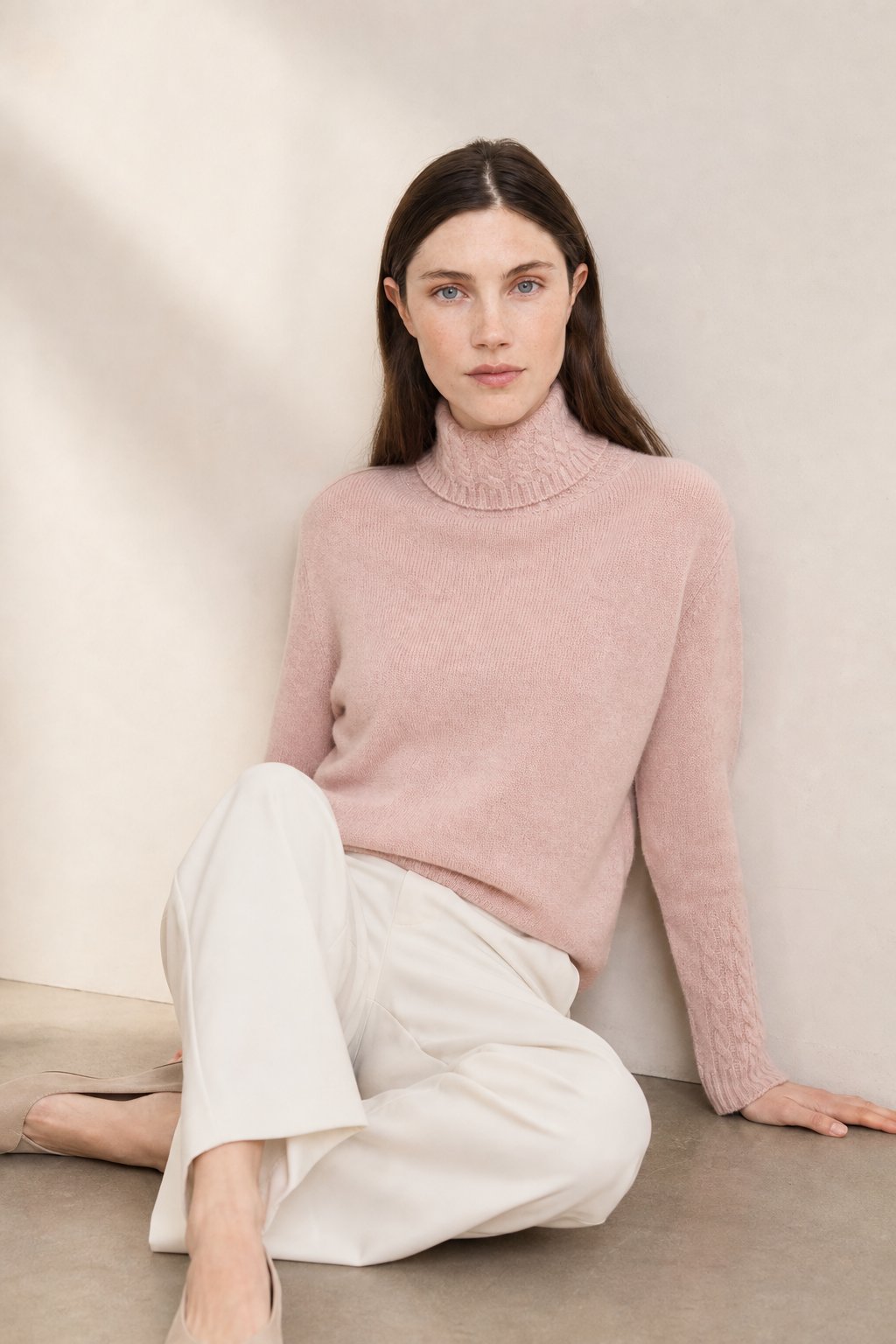 Valentina 100% Merino Turtleneck — Pink, banana_republic product shot