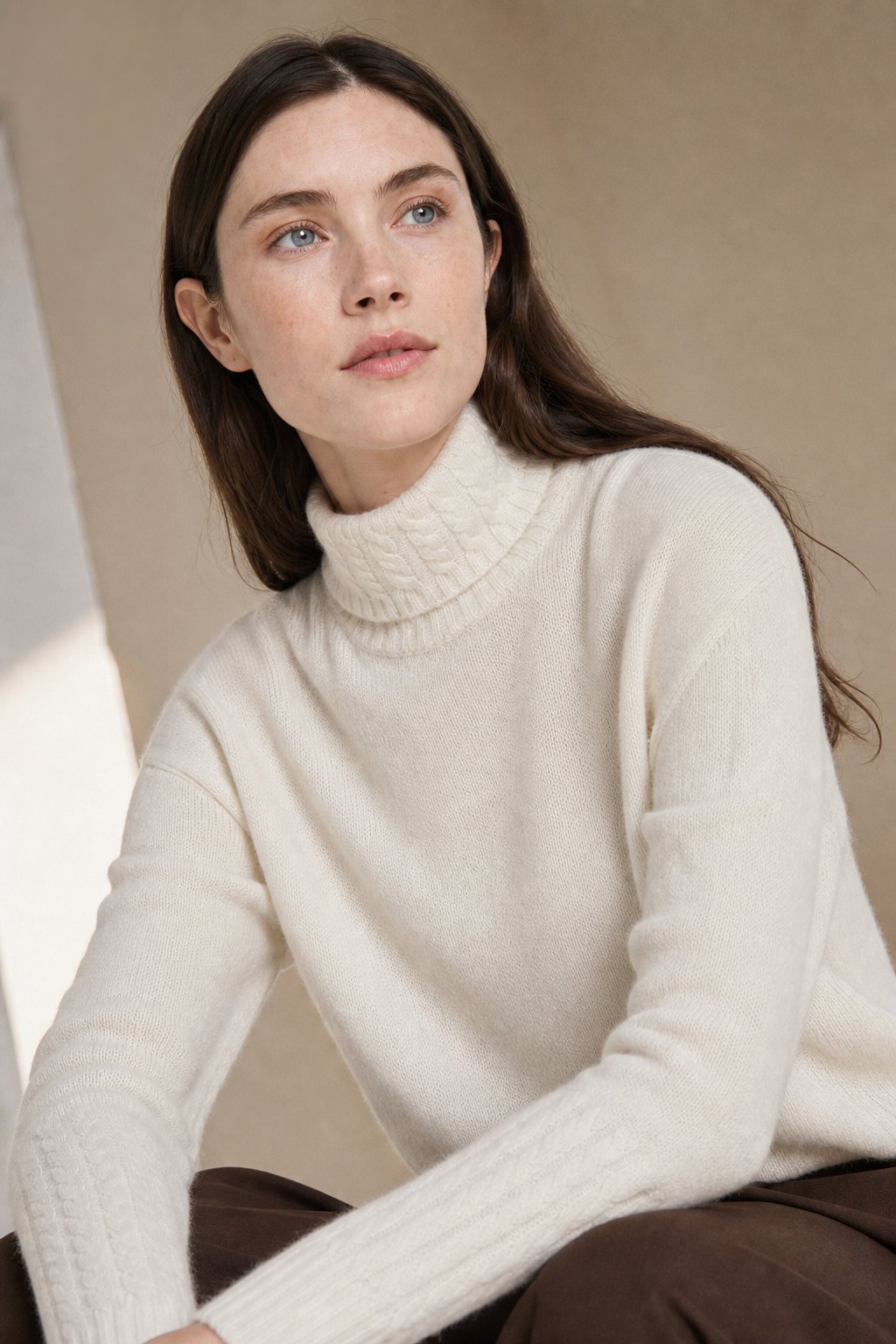 Valentina 100% Merino Turtleneck — White, banana_republic product shot