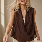 Valienne Drape Linen Vest — Coffee, banana_republic product shot
