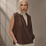 Valienne Drape Linen Vest — Coffee, banana_republic product shot