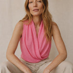Valienne Drape Linen Vest — Pink, banana_republic product shot