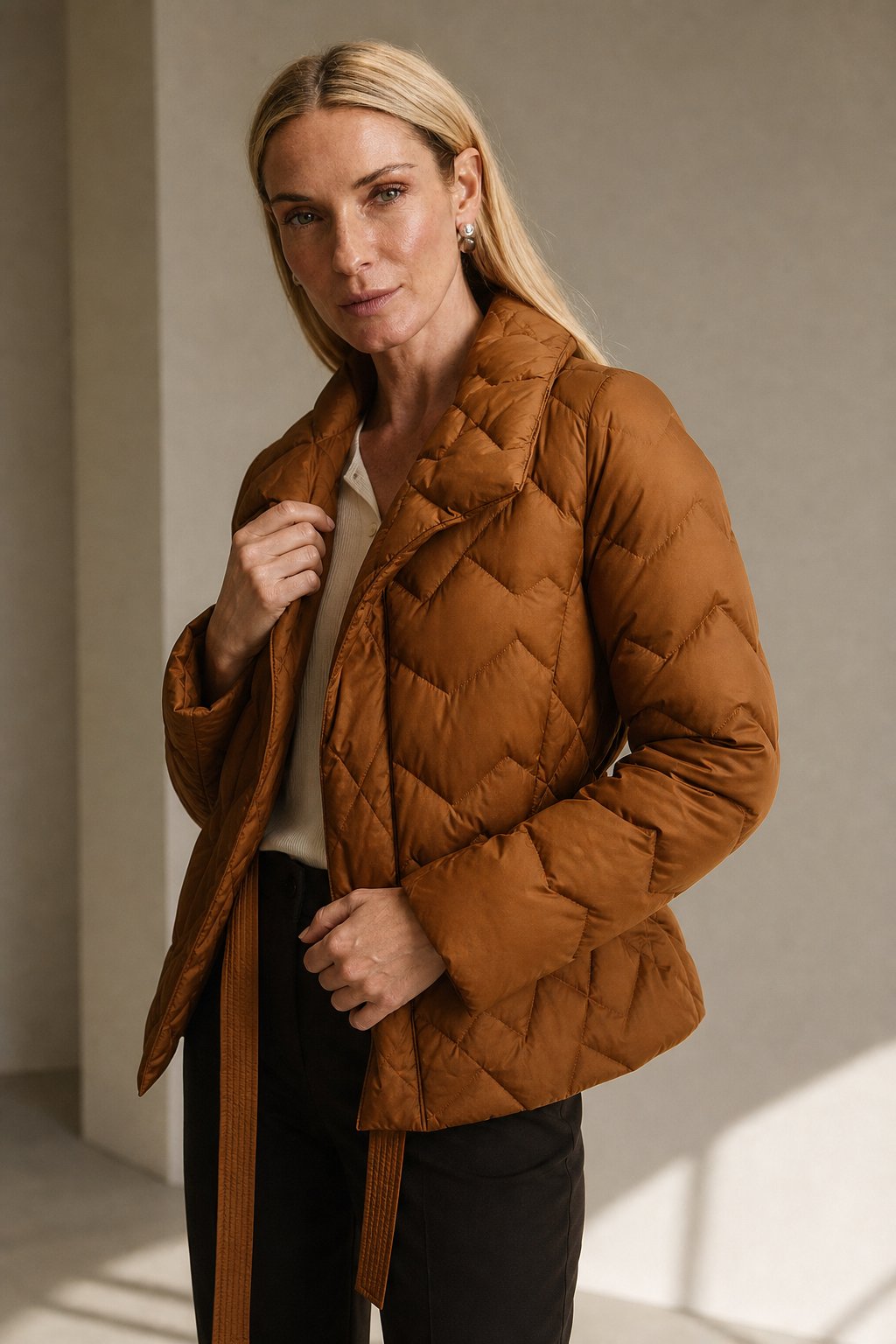 Vanessa Quilted Wrap Coat — Fire Orange, banana_republic product shot