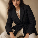 Vanessa Quilted Wrap Coat — Black, banana_republic product shot