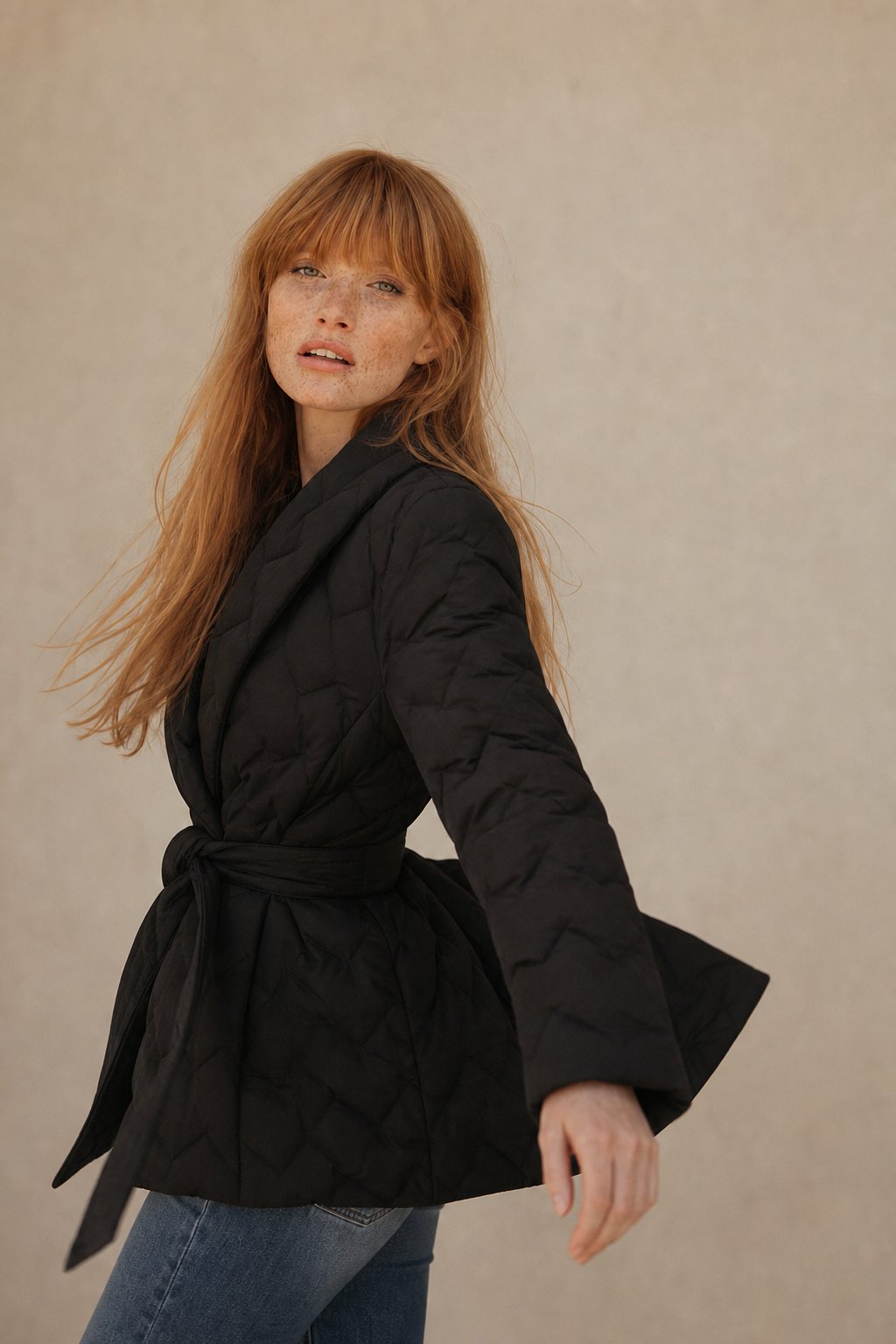 Vanessa Quilted Wrap Coat — Black, banana_republic product shot