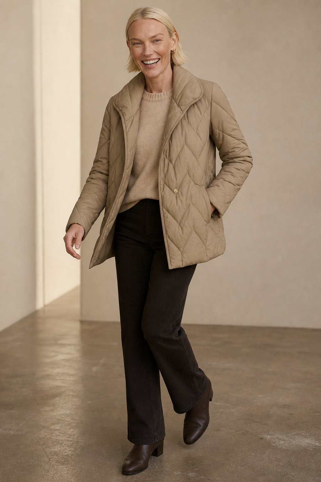 Vanessa Quilted Wrap Coat — Beige, banana_republic product shot