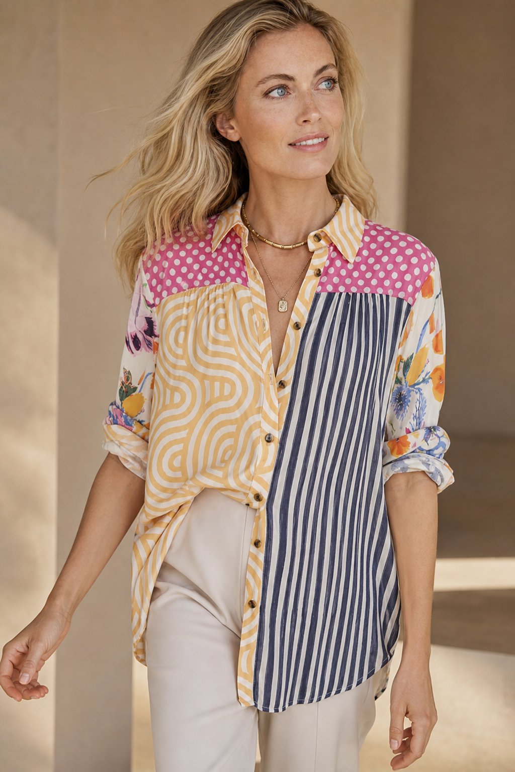 Varelle Stylized Blouses — Stripes and Swirls, banana_republic product shot