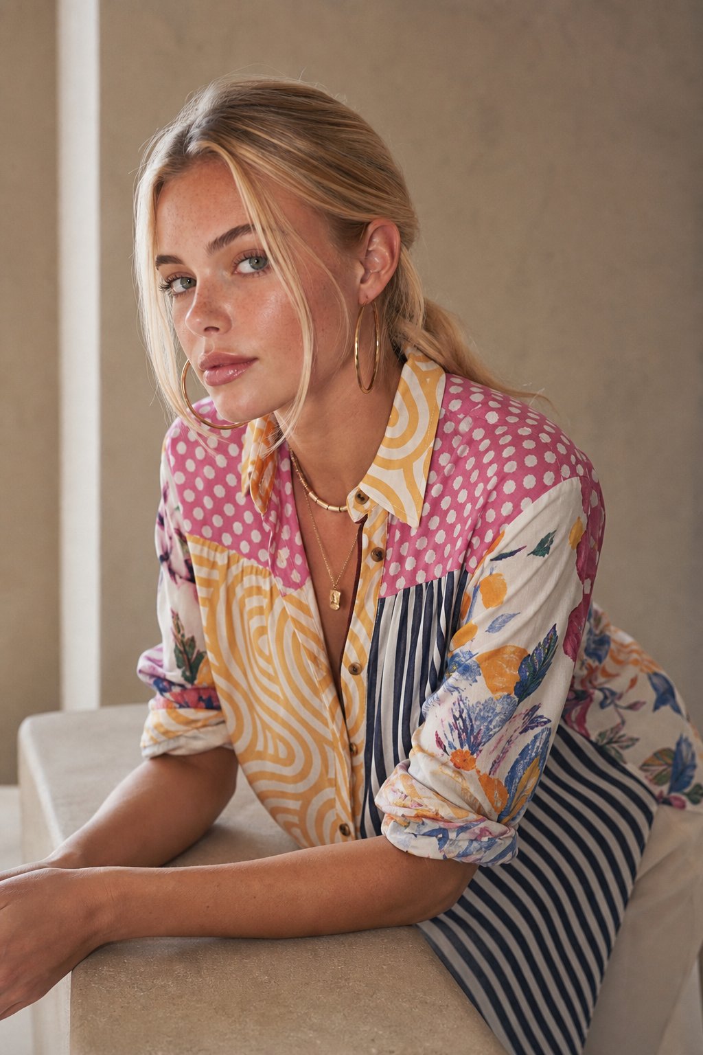 Varelle Stylized Blouses — Stripes and Swirls, banana_republic product shot
