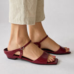 Venice Italian Leather Wide-Fit Heel — Red, studio product shot