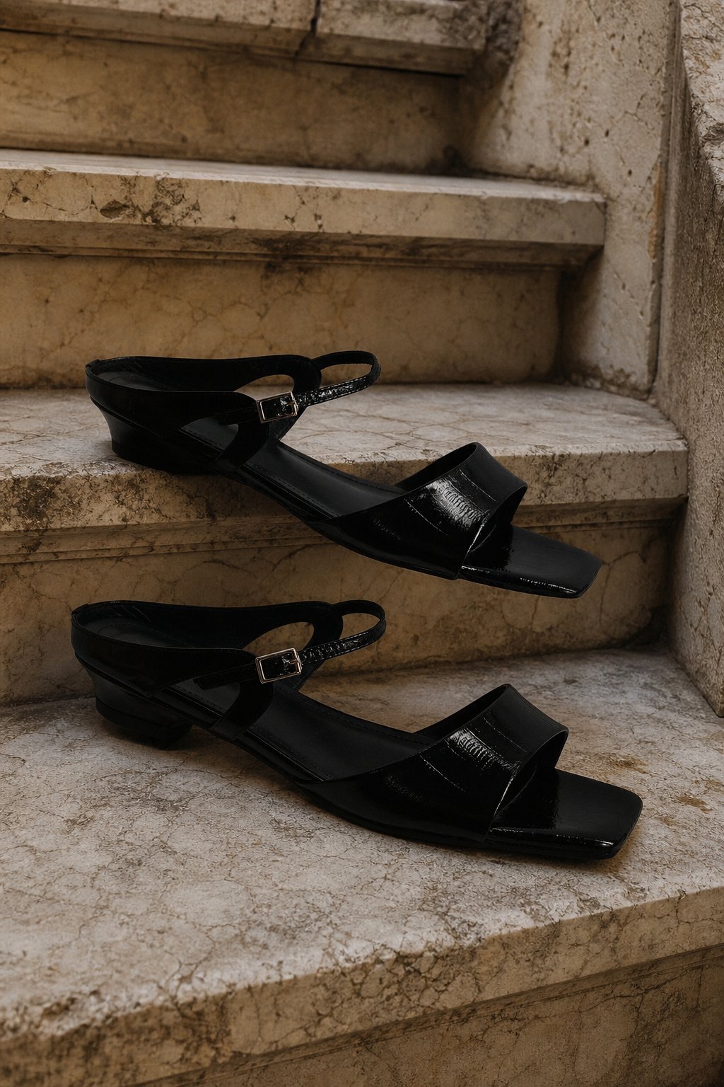 Venice Italian Leather Wide-Fit Heel — Black, studio product shot
