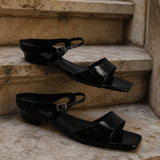 Venice Italian Leather Wide-Fit Heel — Black, studio product shot