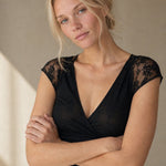 Verde Lumière Mesh Top — black, banana_republic product shot