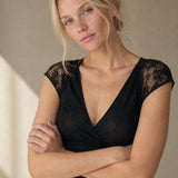 Verde Lumière Mesh Top — black, banana_republic product shot