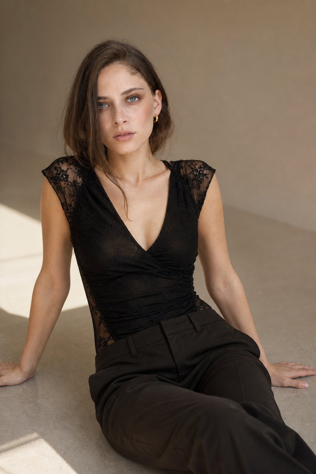 Verde Lumière Mesh Top — black, banana_republic product shot