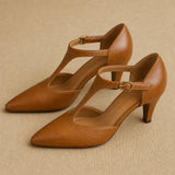 Verena Genuine Italian Leather Heels — Brown, studio product shot