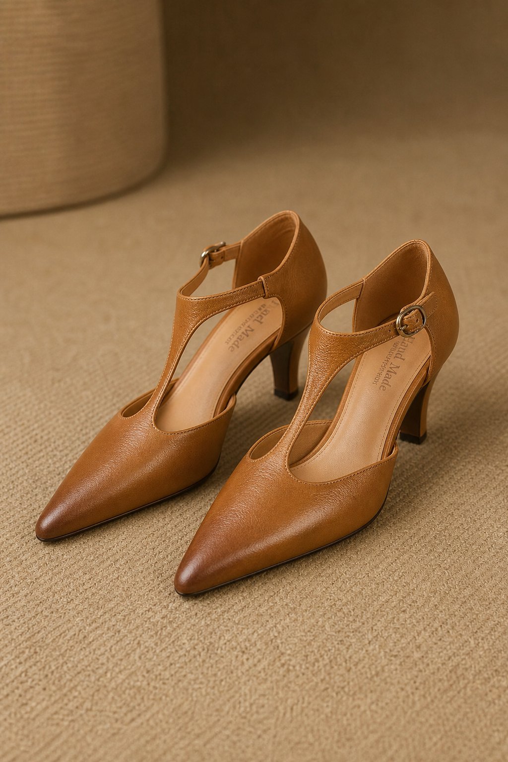 Verena Genuine Italian Leather Heels — Brown, studio product shot