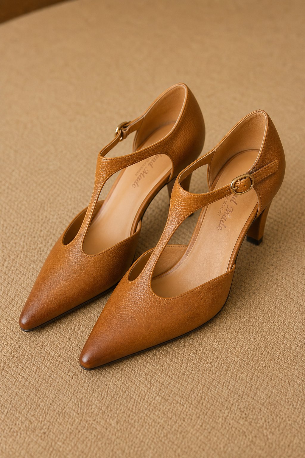 Verena Genuine Italian Leather Heels — Brown, studio product shot