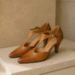 Verena Genuine Italian Leather Heels — Brown, jcrew product shot