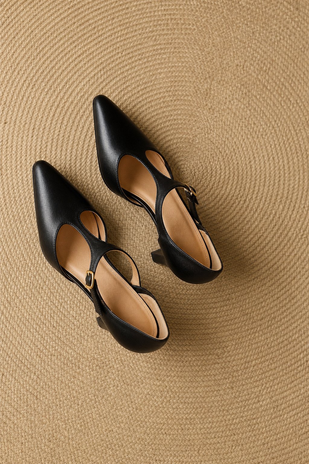 Verena Genuine Italian Leather Heels — Black, studio product shot