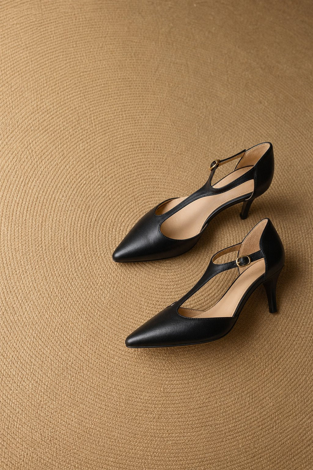 Verena Genuine Italian Leather Heels — Black, studio product shot