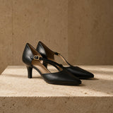 Verena Genuine Italian Leather Heels — Black, jcrew product shot