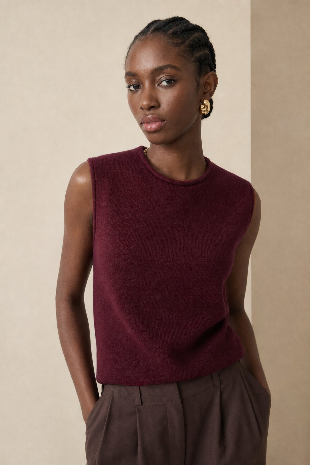 Verona Cashmere Vest — Wine, banana_republic product shot