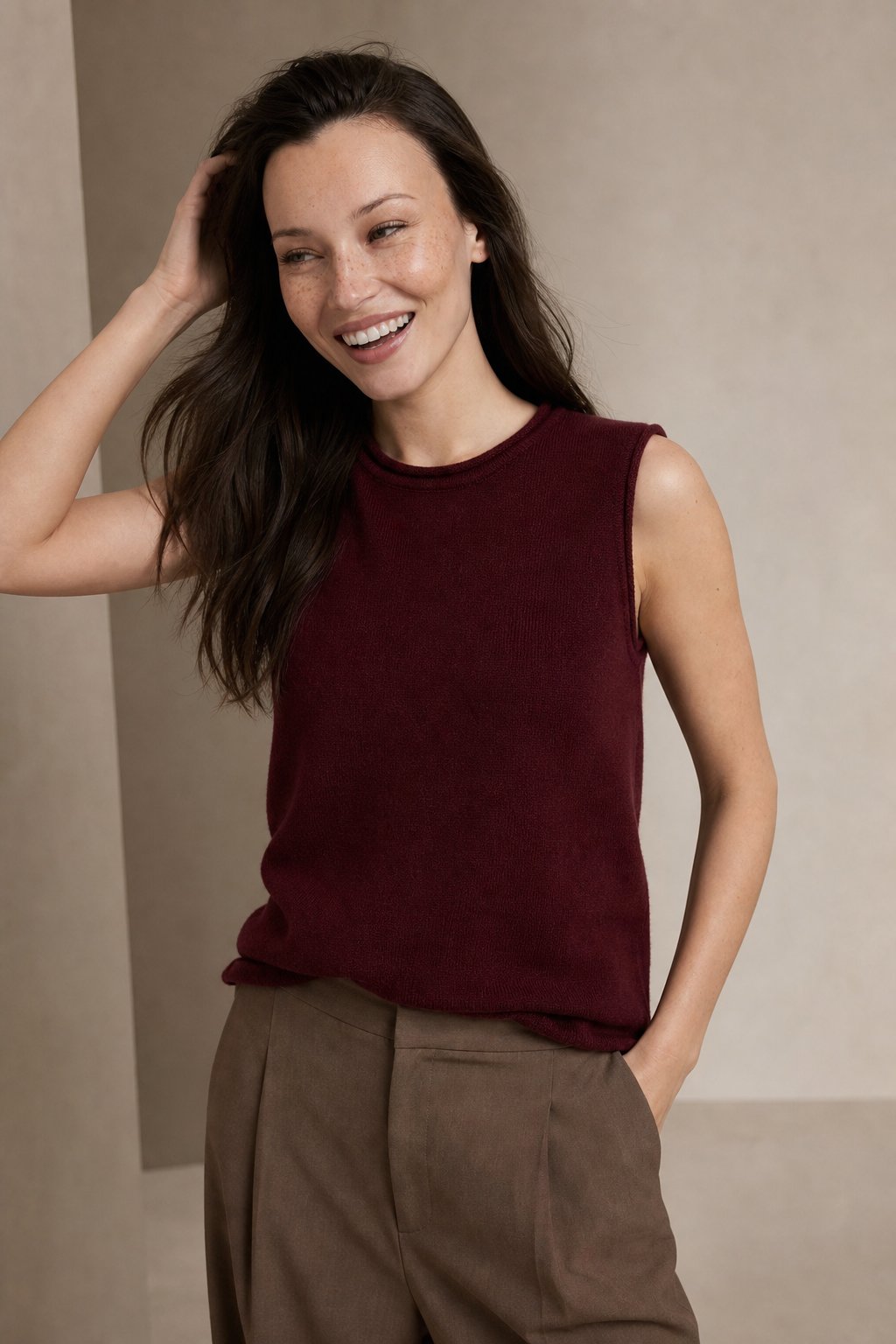 Verona Cashmere Vest — Wine, banana_republic product shot