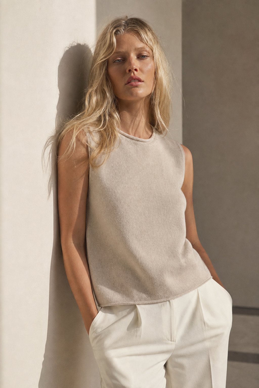 Verona Cashmere Vest — Ivory, banana_republic product shot