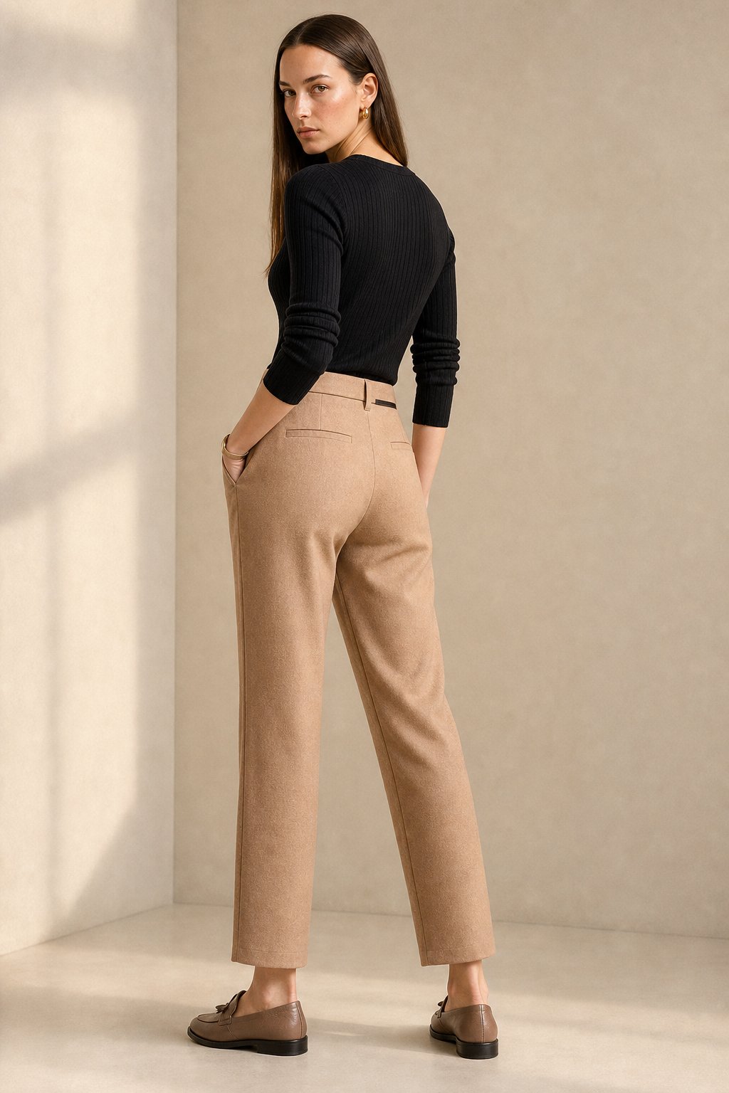 Verona Straight-Leg Trousers — Khaki, banana_republic product shot