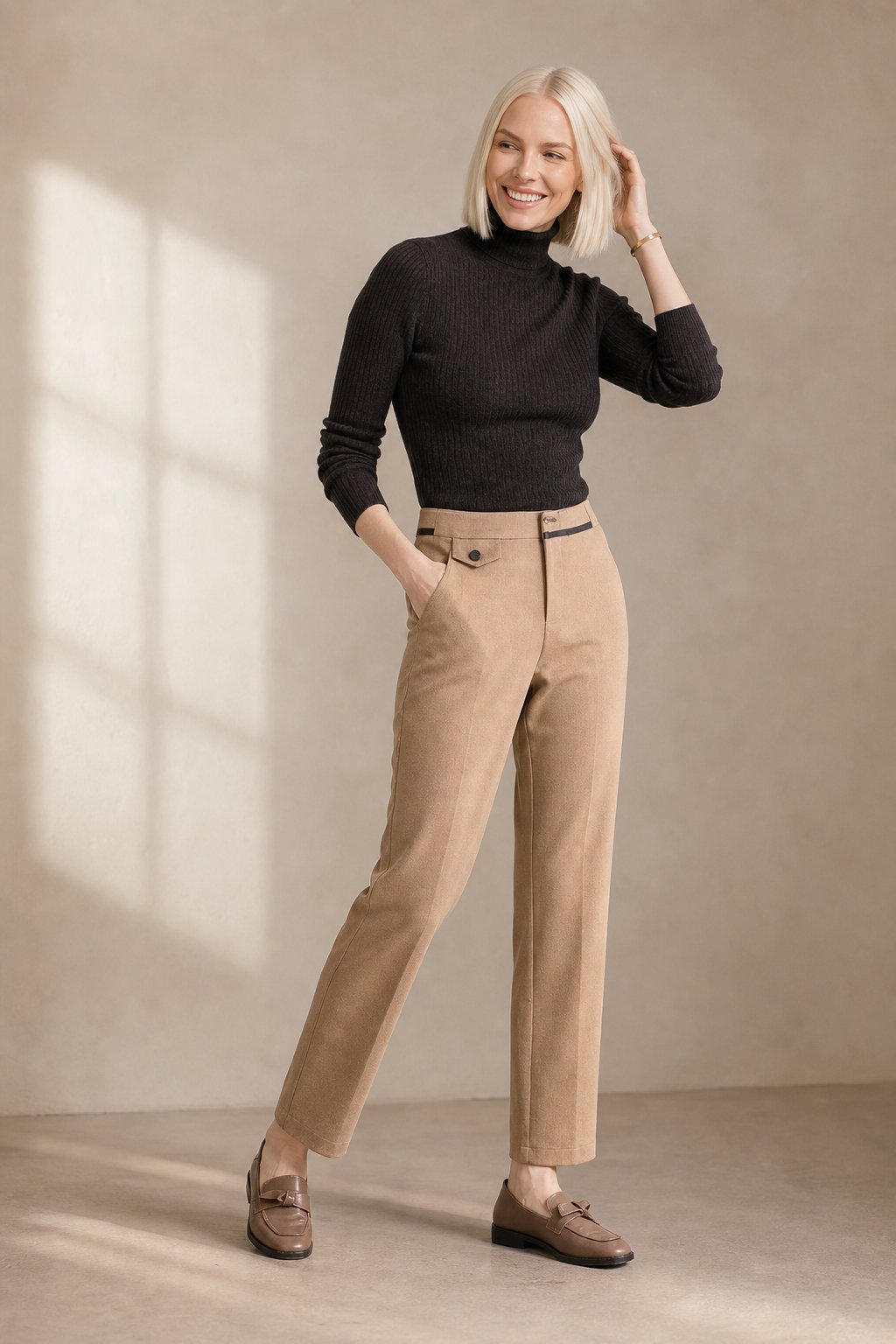Verona Straight-Leg Trousers — Khaki, banana_republic product shot
