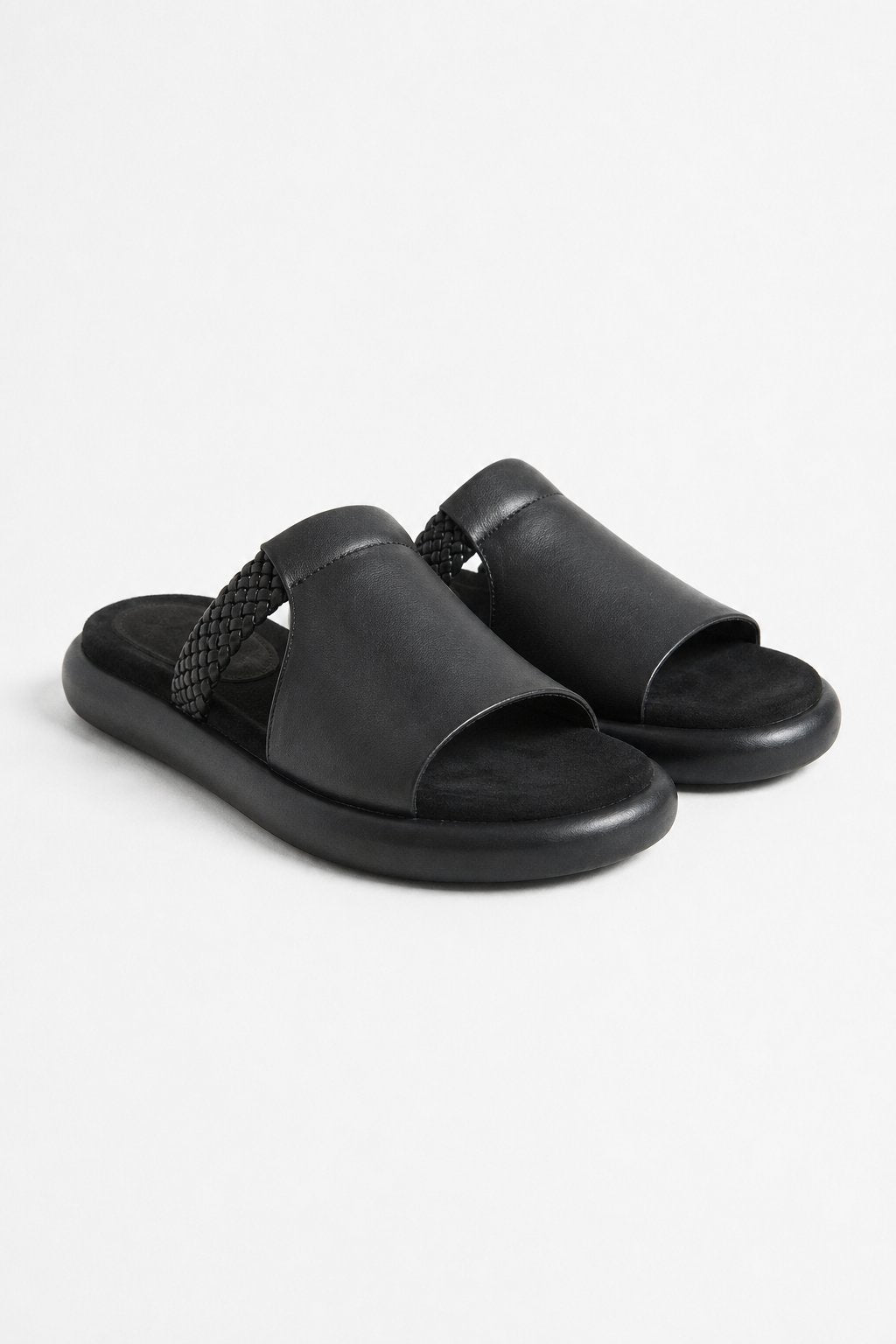 Vienna Italian Leather Flats — Black, studio product shot