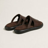 Vienna Italian Leather Flats — Brown, studio product shot