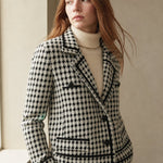 Vionne Houndstooth Knit Jacket — White, banana_republic product shot
