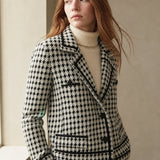 Vionne Houndstooth Knit Jacket — White, banana_republic product shot