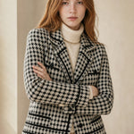 Vionne Houndstooth Knit Jacket — White, banana_republic product shot