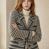 Vionne Houndstooth Knit Jacket — White, banana_republic product shot
