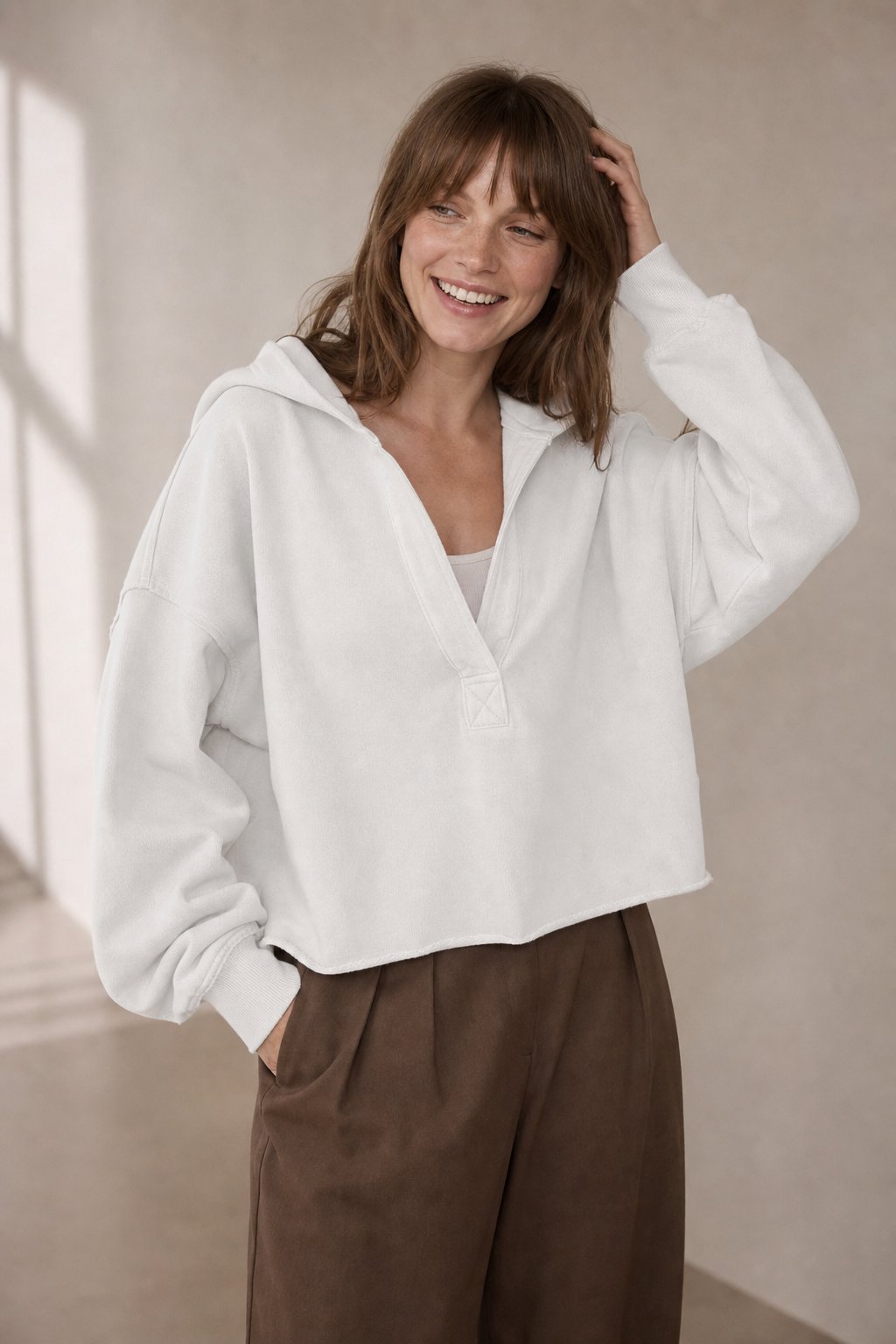 Weekender Comfort Hoodie — White, banana_republic product shot
