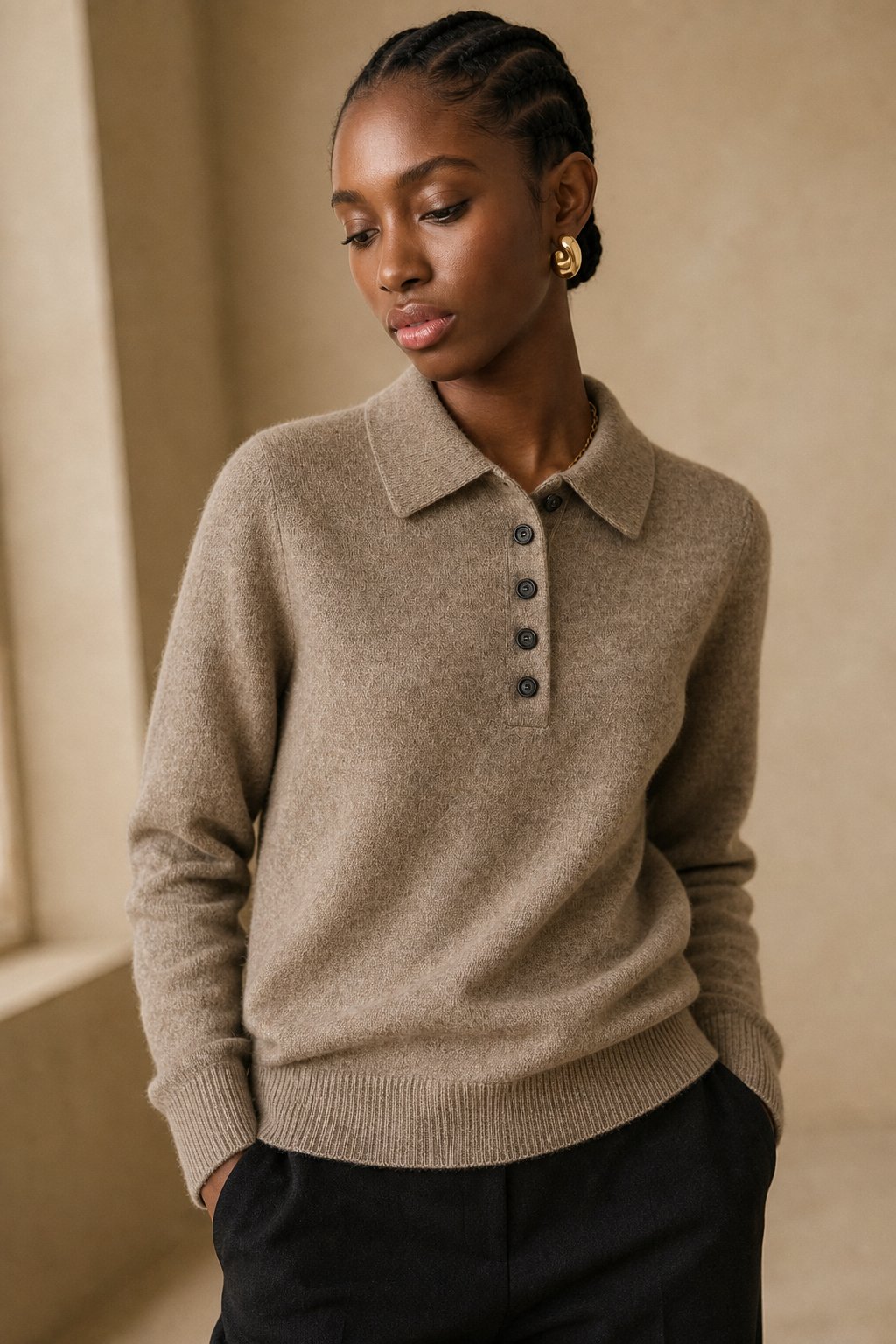 West Village Wool Polo Sweater — Camel, banana_republic product shot