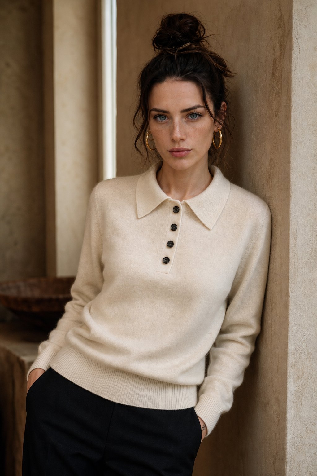 West Village Wool Polo Sweater — Ivory, banana_republic product shot