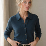 Windsor Polo Cardigan — Navy, banana_republic product shot