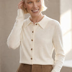 Windsor Polo Cardigan — Beige, banana_republic product shot