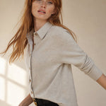 Windsor Polo Cardigan — Gray, banana_republic product shot